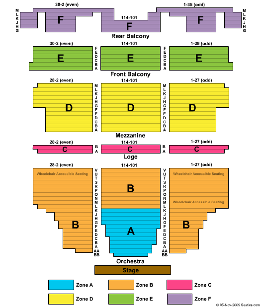 Curran Theatre Seating Chart